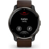 Часы GARMIN VENU 2 PLUS BLUE-GRAY STAINLESS STEEL BEZEL WITH BLUE-GRAY ENVELOPE AND BROWN LEATHER STRAP 11167